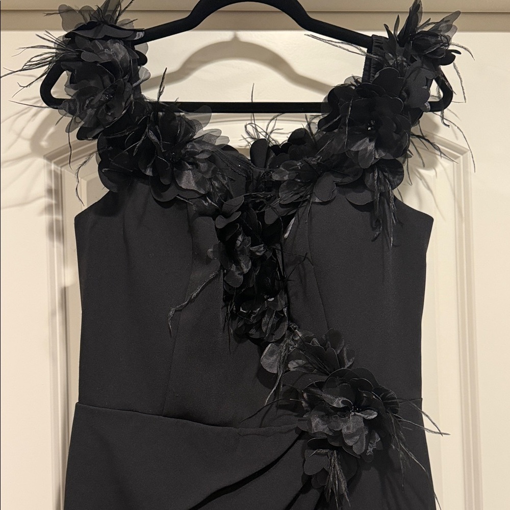 Elegant Black Feather Jumpsuit
